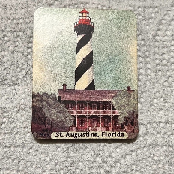 Meg St Augustine Florida Souvenir Refrigerator Magnet Black White Lighthouse Pic - Picture 9 of 9